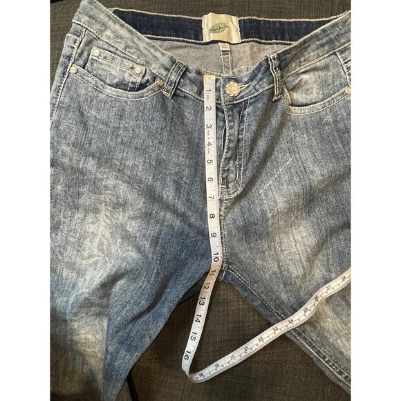 Nurture Womens Distressed Denim Jeans Subtle Leaf Print Raw Hem Size 14 - Picture 12 of 14